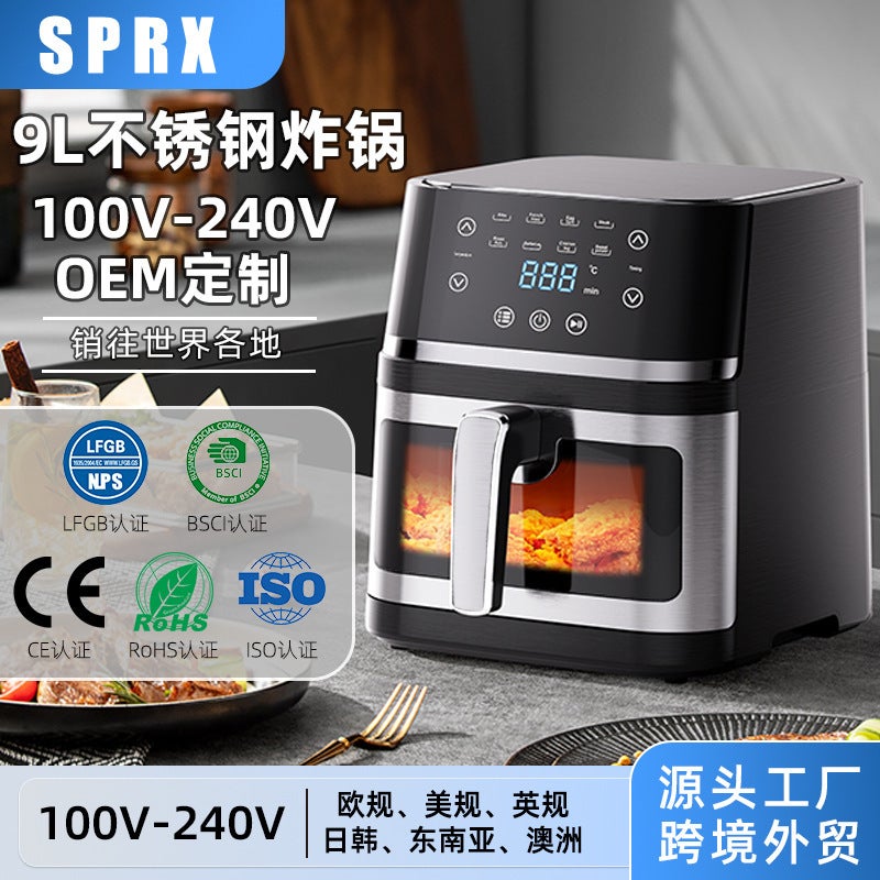 New Fully Automatic Air Fryer Touch Screen Large Capacity Oil-Free Electric Fryer Intelligent Temperature Control Adjustment Supply - Image 3